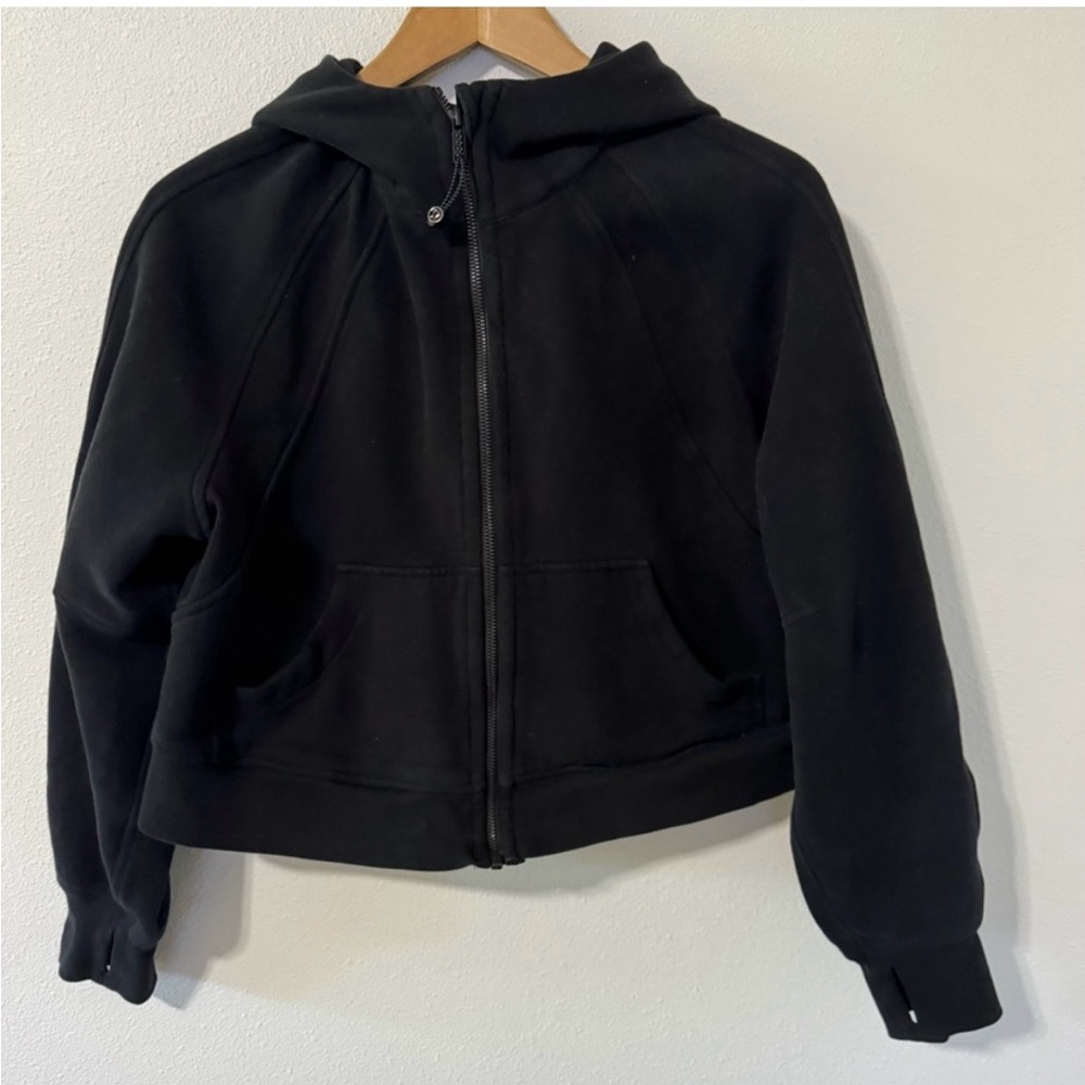Lululemon Scuba Oversized Full Zip Black Cropped Workout Gym Athleisure-XS/S